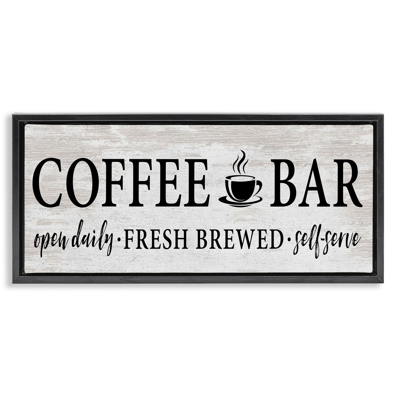 Stupell Industries Coffee Bar Cafe Rustic Sign Framed Floater Canvas Wall Art